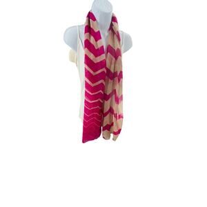 Pink and White Chevron Scarf